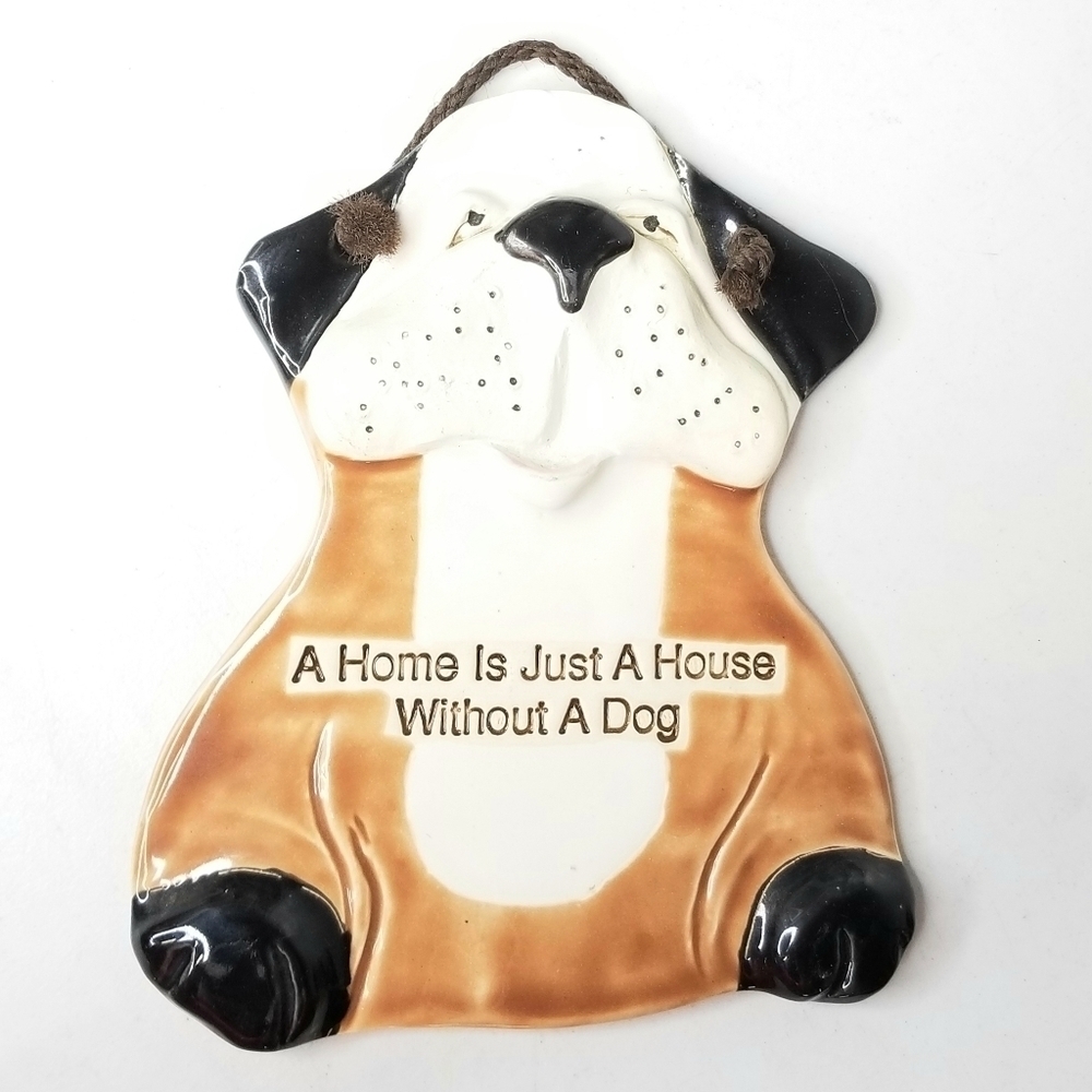 VINTAGE 1994 SMOKY  MOUNTAIN  POTTERY  WALL PLAQUE  , PET DOG LOVERS, HOME DECOR